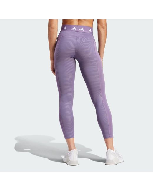 Adidas Purple Techfit Printed 7/8 Leggings