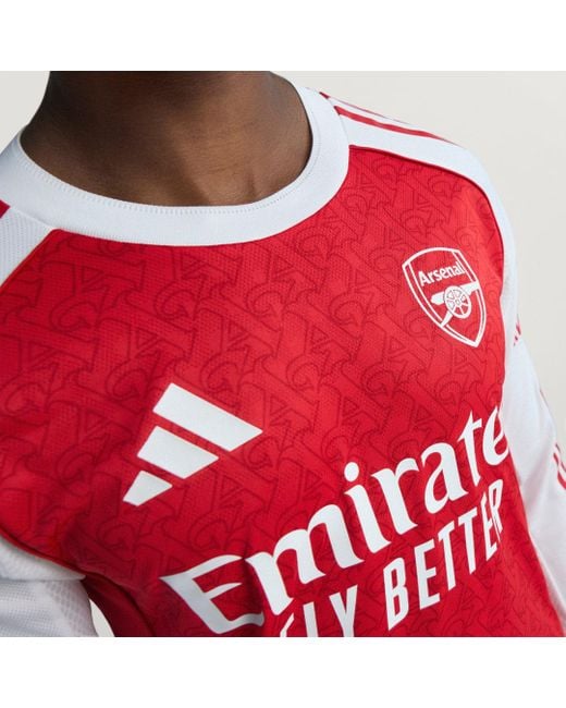 Adidas Red Arsenal 25/26 Long Sleeve Home Authentic Jersey for men