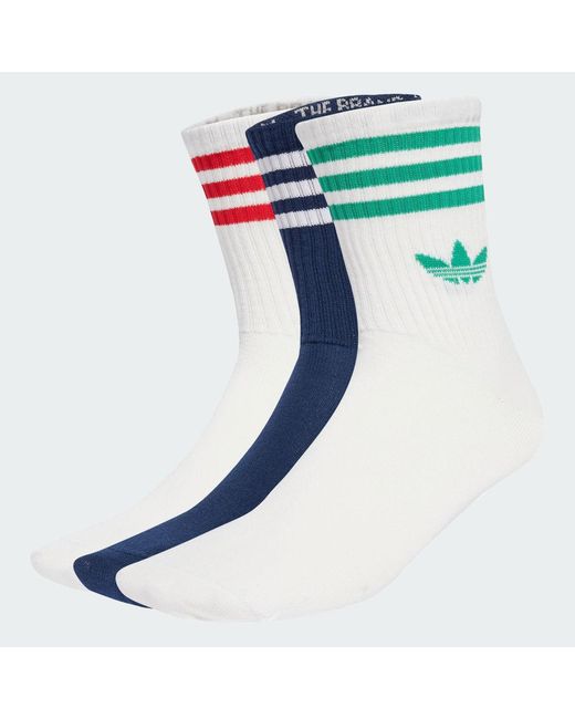 Adidas Blue 3-Stripes Crew Socks 3 Pairs