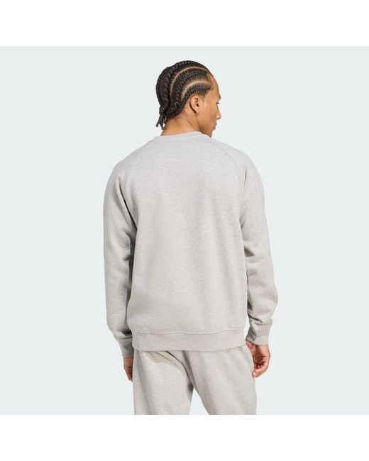 Adidas Gray Trefoil Essentials Crew Sweatshirt for men