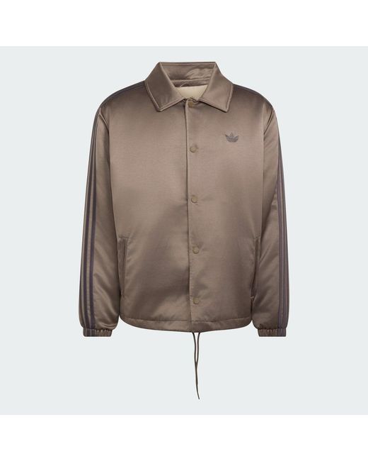 Adidas Brown 3 Stripes Satin Padded Jacket for men