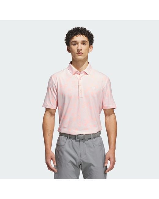 Adidas Red Ultimate365+ Climacool Butterspun Mighty Blossom Print Polo Shirt for men