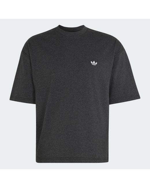 Adidas Black Trefoil Essentials Melange Loose Cropped T-Shirt for men