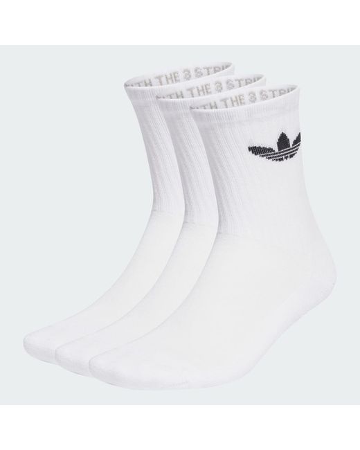 Adidas White Trefoil Cushion Crew Socks 3 Pairs