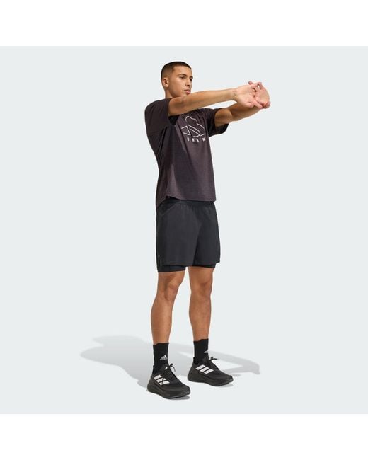 Adidas Black Adi365 Running Essentials 2In1 Shorts for men