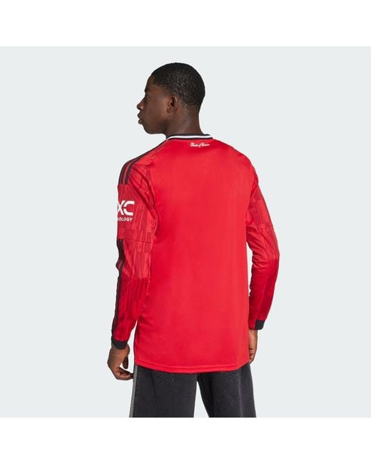 Adidas Red Manchester United 25/26 Long Sleeve Home Jersey for men