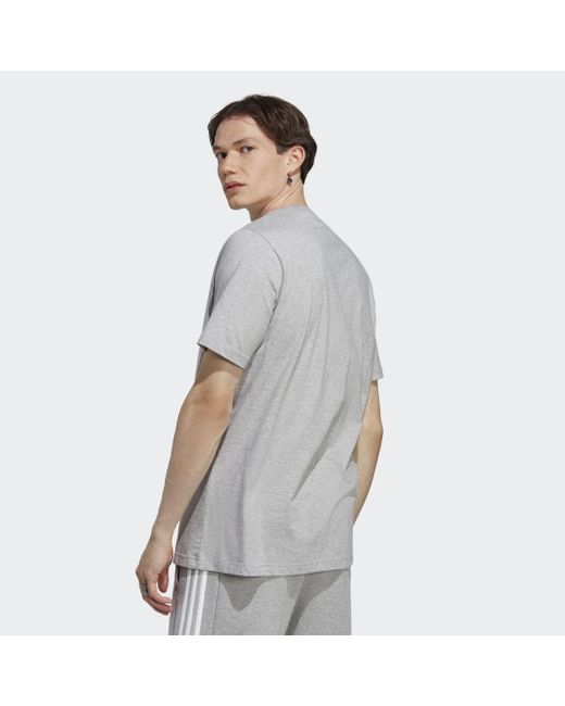 Adidas Gray Essentials Single Jersey Linear Embroidered Logo T-shirt for men