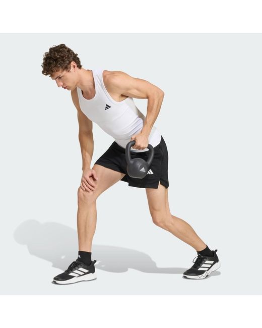 Adidas White Primelift Essentials Workout Rib Tank for men