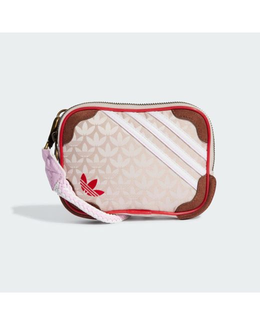 Adidas Pink Trefoil Monogram Jacquard Suede Mini Airliner Bag