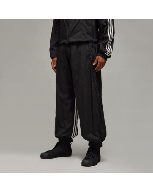 Adidas Black Y-3 3-Stripes Nylon Shell Joggers for men