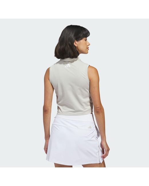 Adidas White Beyond The Course Crop Twistknit Polo Shirt