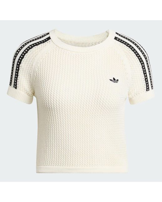 Adidas White Knitted Crochet Cali T-Shirt