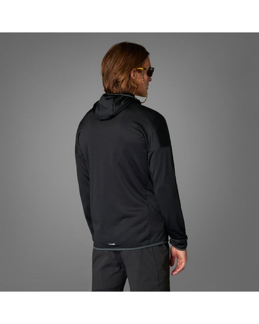 Adidas Black Terrex Xperior Climawarm Light Fleece Hooded Jacket for men