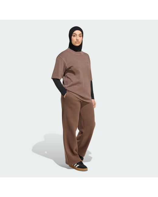 Adidas Brown Essentials Wide Leg Pant Fleece