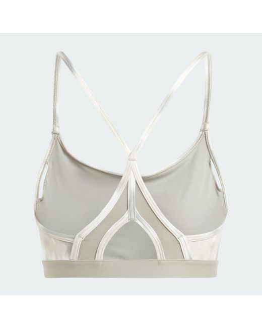 Adidas Originals White Aeroreact Training Essentials Light-Support Allover Print Bra