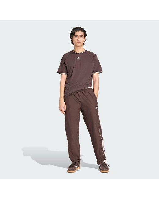 Adidas Brown T-Shirt Adidas Chest Stripes Engineered Collar T-Shirt for men