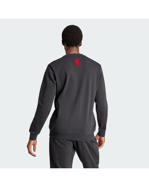Adidas Black Manchester United Cultural Story Crew Sweatshirt for men