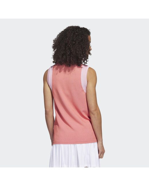 Adidas Pink Ultimate365 Tour Sleeveless Primeknit Golf Polo Shirt