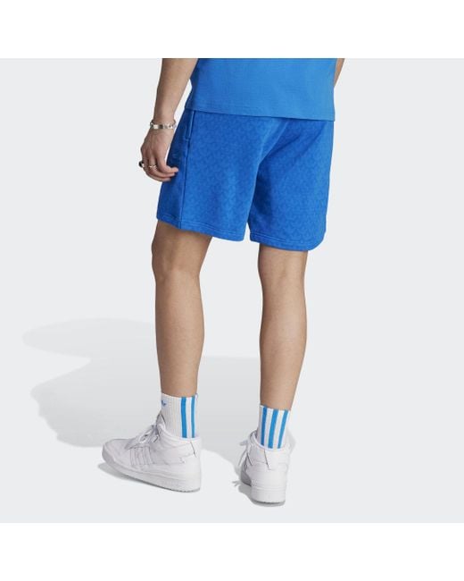 Adidas Blue Graphics Monogram Shorts for men