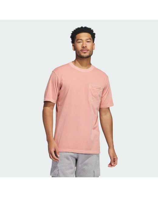 adidas Trefoil Essentials Dye Pocket T Shirt in Pink for Men Lyst UK