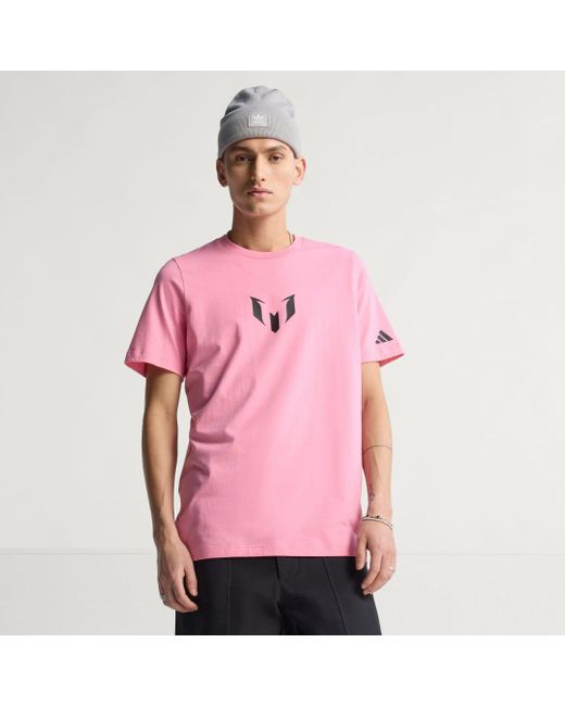 Adidas Pink Messi Graphic T-Shirt for men