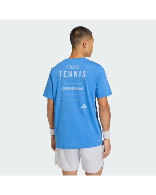 Adidas Blue Tennis Category Graphic T-Shirt for men