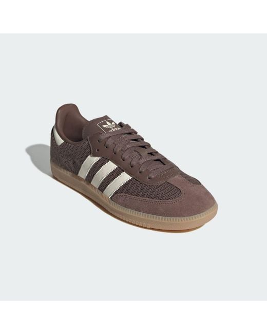 Adidas Brown Samba Og Leather And Suede-Trimmed Crochet Sneakers