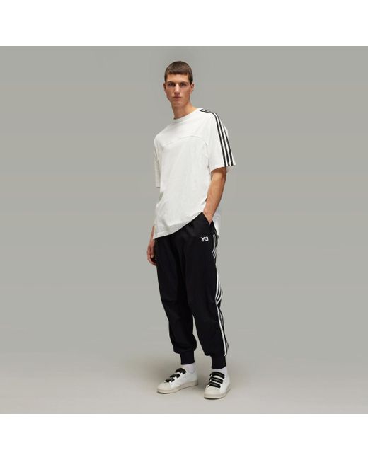 Adidas Black Y-3 3-Stripes Cuffed Track Tracksuit Bottoms for men