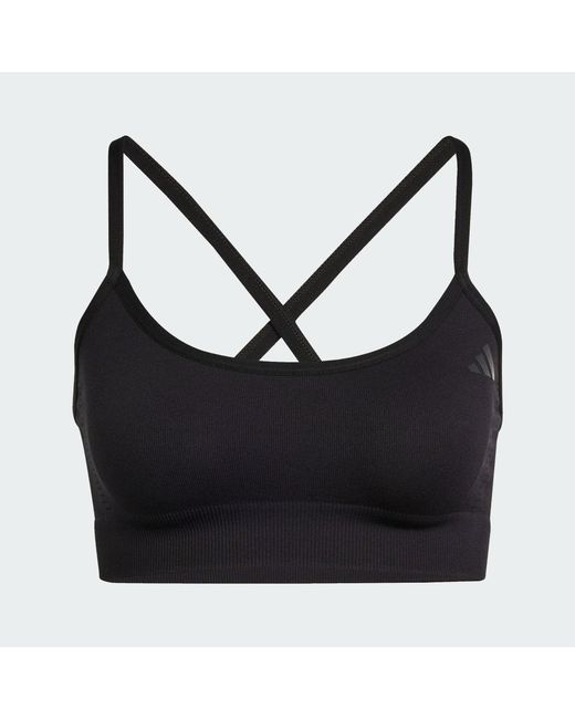 Adidas Blue Workout Essentials Light-Support Knit Bra