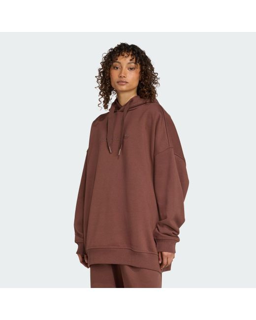 Adidas Brown Essentials Linear Hoodie Oversized