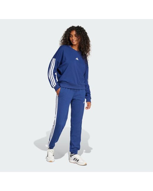 Adidas Blue S 3-stripes French Terry Cuffed Sportswear Pants