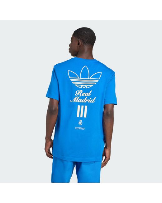 T-Shirt Con Le Icone Della Terrazza Del Real Madrid di Adidas in Blue da Uomo