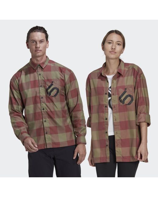Adidas Brown Five Ten Brand Of The Brave Flannel Long-sleeve Top (gender Neutral)