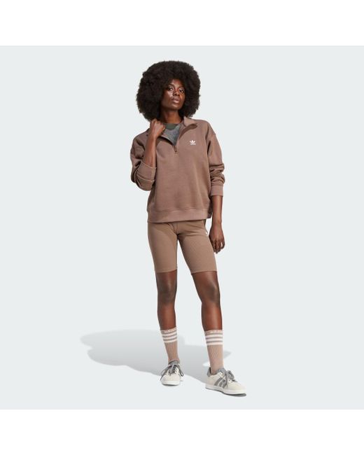 Adidas Brown Essentials 1/2 Zip Sweatshirt