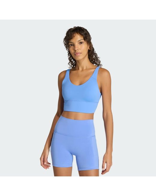 Adidas Blue 3 Stripes Studio All Me Light Support Bra