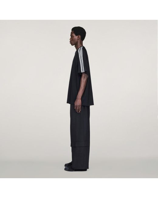 T-Shirt Y-3 A Manica Corta 3 Strisce di Adidas in Black