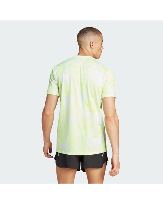 Adidas Green Own The Run Allover Print T-shirt for men