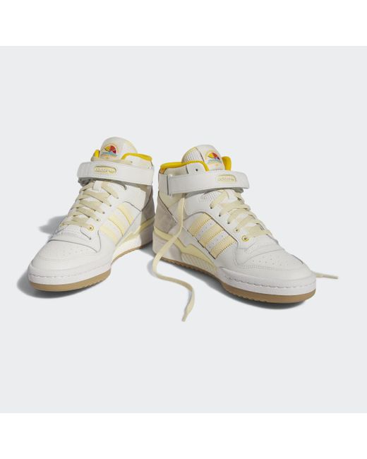Adidas White Forum Mid Shoes for men