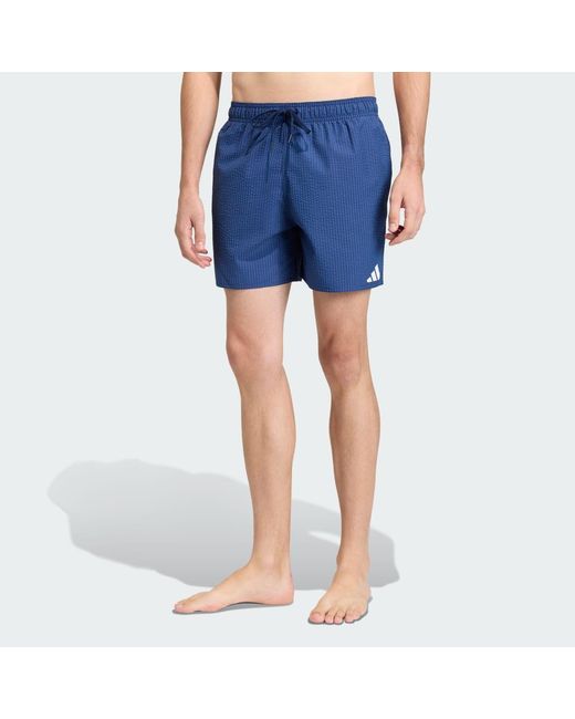 Adidas Blue Seersucker Stripy Swim Shorts 5-Inch for men