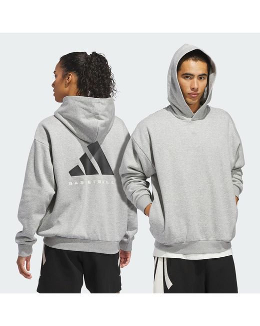 Adidas Gray Basketball Fleece Hoodie (Gender Neutral)