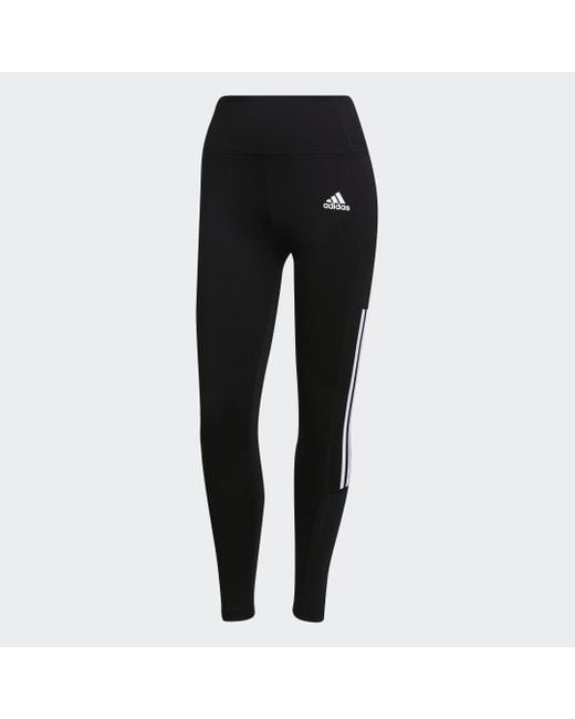 Adidas Aeroready Designed To Move Training Mesh High-rise 3-stripes Pocket 7/8 Tights in het Black