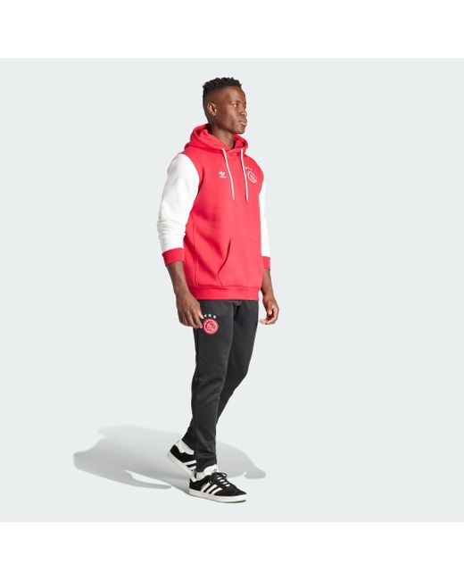 Felpa con cappuccio Essentials Trefoil Ajax Amsterdam di Adidas in Red da Uomo