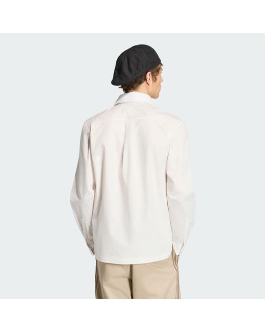 Adidas White 3 Stripes Button Up Shirt for men
