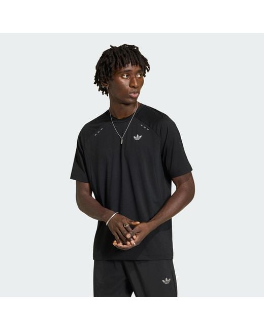 Adidas Black Tech Trefoil Essentials Polyester T-Shirt for men