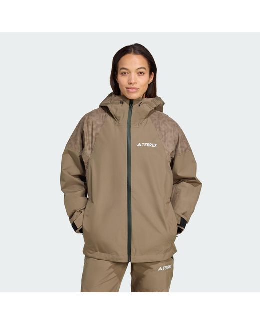 Adidas Brown Terrex Xperior Hybrid Primeknit Climaproof+ Jacket