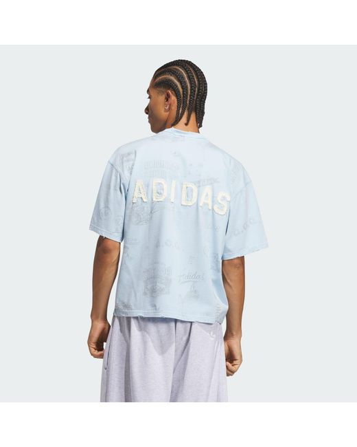 Adidas Blue Originals Varsity Graphic Tee for men