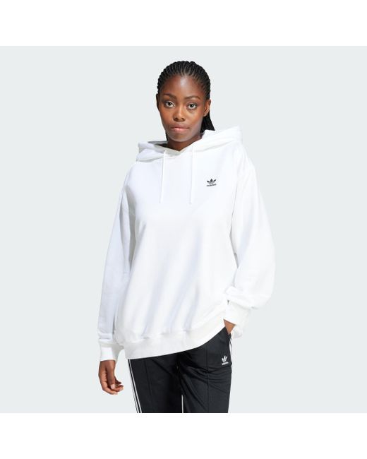 Adidas White Trefoil Oversized Hoodie