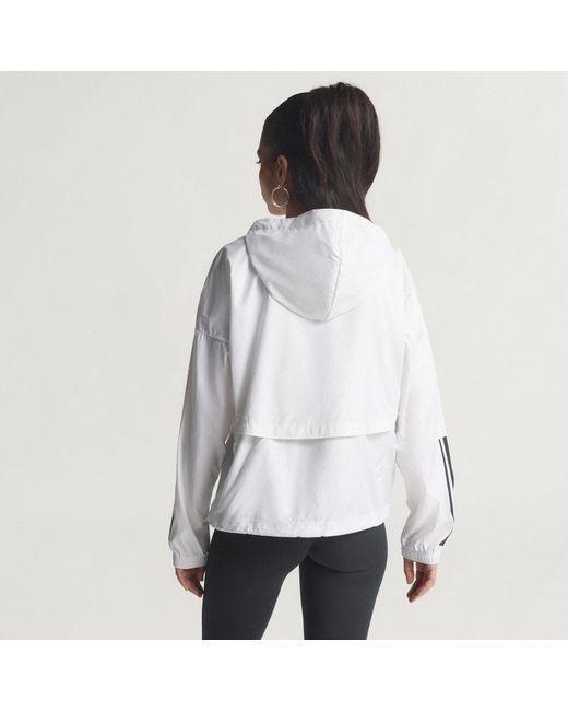 Adidas White Hyperglam 3-Stripes Windbreaker