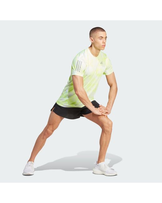 Adidas Green Own The Run Allover Print T-shirt for men