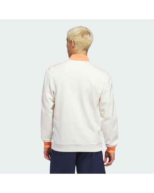 Adidas White Originals 3-Stripes 1/4 Zip Sweatshirt for men